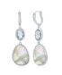 ფოტო #1 პროდუქტის Sterling Silver Oval Blue Topaz and Irregular Design Mother of Pearl Earrings