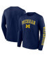 Фото #1 товара Men's Navy Michigan Wolverines Distressed Arch Over Logo Long Sleeve T-shirt