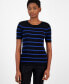 Фото #1 товара Women's Striped Short-Sleeve Knit Top