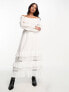 Фото #4 товара Miss Selfridge lace insert bardot maxi dress in ivory