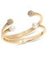 Фото #1 товара Gold-Tone 2-Pc. Set Pavé Fireball & Imitation Pearl Cuff Bracelets, Created for Macy's