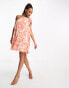 Forever New asymmetrical pleat mini shift dress in coral