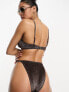 Фото #2 товара South Beach mix & match high leg bikini bottom in brown metallic