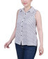 ფოტო #3 პროდუქტის Women's Petite Sleeveless Notch Collar Button Front Blouse