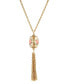 Фото #1 товара 2028 gold-Tone 3 Sided Pink Flower Spinner Tassel Necklace