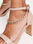 Фото #5 товара Simply Be Extra Wide Fit square toe heeled sandals with chain strap detail in stone