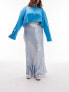 Фото #4 товара Topshop Curve satin bias maxi skirt in light blue