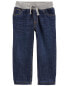 Фото #1 товара Toddler Drawstring Pull-On Jeans - Dark Blue 3T