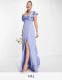 TFNC Tall Bridesmaid twist front maxi dress in powder blue