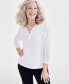 Plus Size 3/4-Sleeve Cotton Henley Top, Created for Macy's