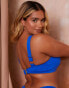 Wolf & Whistle X Natalie Gessey Fuller Bust bikini top in colbalt blue with knot detail straps BLAU, 8E-F - фото #2