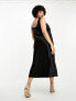 Фото #2 товара ASOS DESIGN Curve bias satin tie detail midi dress in black