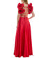 Фото #4 товара Juniors' V-Neck Ruffled Lace-Up Gown