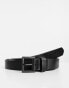 ASOS DESIGN smart faux leather skinny belt with matte black buckle in black