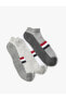 Фото #2 товара 3'lü Patik Çorap Seti Çok Renkli Şerit Detaylı