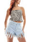 DTT extreme frayed festival denim shorts in light blue