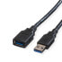 Фото #1 товара ROLINE USB 3.0 Cable - Type A M - A F 0.8 m - 0.8 m - USB A - USB A - USB 3.2 Gen 1 (3.1 Gen 1) - Male/Female - Black