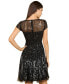 ფოტო #3 პროდუქტის Women's Cap Sleeve Sequin Short Dress in Black