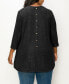 ფოტო #2 პროდუქტის Plus Size Cozy 3/4 Rolled Sleeve Button Back Top