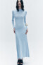 Фото #13 товара Длинное однотонное платье с запáхом ZARA