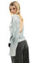 Фото #3 товара Weekday Derya blouse with drape open back in grey print