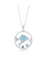 ფოტო #1 პროდუქტის Sterling Silver Larimar Fish w/ Starfish, Coral & Blue CZ Necklace