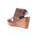 Фото #6 товара Bed Stu Enid F376011 Womens Brown Leather Slip On Wedges Sandals Shoes