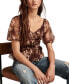 Фото #5 товара Women's Floral-Mesh Date Night Top