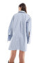 Фото #4 товара ASOS DESIGN oversized shirt dress with cape sleeve in blue stripe