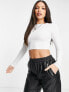 Фото #4 товара ASOS DESIGN Tall fitted crop t-shirt with long sleeve in white