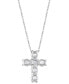 ფოტო #5 პროდუქტის Lab Grown Diamond Cross Pendant Necklace (5 ct. t.w.) in 14k White Gold, 16" + 2" extender