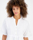 Фото #3 товара Women's Linen-Blend Peplum Top