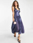 Topshop bridesmaid contrast insert detail slip dress in navy