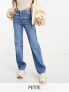 Фото #1 товара Bershka Petite straight leg jeans mid blue