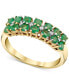 ფოტო #1 პროდუქტის Emerald (1-1/8 ct. t.w.) & Diamond Accent Double Row Ring in 10k Gold