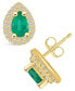 ფოტო #1 პროდუქტის Emerald (3/4 Ct. t.w.) and Diamond (3/8 Ct. t.w.) Halo Stud Earrings