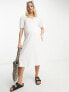 Mamalicious Maternity v neck midi dress in white