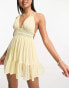 Фото #8 товара Miss Selfridge beach lace insert waist dobby contrast frill hem in yellow