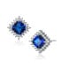Фото #1 товара Cubic Zirconia Sterling Silver White Gold Plated Sapphire Square Shape Earrings