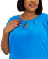 Plus Size Pleated Keyhole-Neck Knit Top