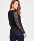 Фото #2 товара Women's Lace-Sleeve Top, Created for Macy's