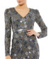 Фото #3 товара Women's Long Sleeve Geometric Sequin Midi Dress