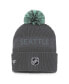 ფოტო #3 პროდუქტის Men's Charcoal Seattle Kraken Authentic Pro Home Ice Cuffed Knit Hat with Pom