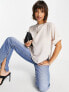 ASOS DESIGN oversized woven tee with roll sleeve in oyster US 0 - фото #1