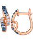 ფოტო #2 პროდუქტის Denim Ombré (3/4 ct. t.w.) & White Sapphire (1/8 ct. t.w.) Looped Small Hoop Earrings in 14k Rose Gold, 0.66"