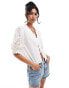 Object cropped broderie top with ties in white