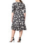 Фото #2 товара Plus Size Flirty Flounce Midi Wrap Dress with 3/4 Sleeves