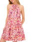 ფოტო #3 პროდუქტის Women's Halter Tiered Ruffle Cotton Mini Dress