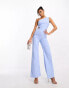 Фото #2 товара Vesper one shoulder wide leg jumpsuit in pale blue