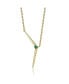 Фото #3 товара 14k Yellow Gold Plated with Emerald Cubic Zirconia Solar Chevron Necklace in Sterling Silver